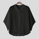 AIDASE  -  Men T Shirt Solid Color V Neck Half Sleeve Oversize Male Tee Tops Streetwear 2025 See Through Fashion Sexy Men Clothing aidase-shop