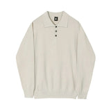 AIDASE  -  Autumn Korean Style Men's Solid Color Turn-down Collar Long Sleeve Button Casual Trendy Simple Basic Pullovers Male Clothes Tops aidase-shop
