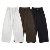 AIDASE  -  American New Fashion Men's Washed Cotton Solid Color Casual Trendy Daily Loose Simple Basic Wide Leg Trousers Male Pants aidase-shop