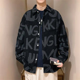 Aidase  Long Sleeved Shirt Men's and Women's Trendy Brand Loose American Retro High Street Full Print Trendy Shirt Trend