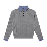 AIDASE  -  Retro Japanese Sle Long Sve Knitted Sweater Men Women Spring Autumn Versatile Striped Patchwork Twist Knitwear aidase-shop