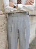 AIDASE  -  Vintage High Waist Belt-up Slim Fit Pants For Mens New Casual Pleated Suit Trousers Spring Autumn Outdoor Fashion Men's Trousers aidase-shop
