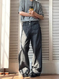 AIDASE  -  Retro American Design Sense Work Pants Men Cleanfit Trendy Brand Patchwork Worn Casual Straight Leg Pants for Couples aidase-shop