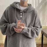 AIDASE  -  Men's Hoodie Knitwear Casual Autumn Winter Style Slimming Meat Covering Grey Simple Design Versatile Loose Fit Sweatshirt aidase-shop