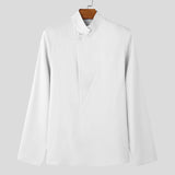 AIDASE  -  Men Shirt Solid Color Stand Collar Long Sleeve Casual Men Clothing Streetwear Loose Fashion Leisure Cmaisas S-5XL aidase-shop