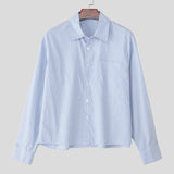AIDASE  -  Men Striped Shirt Lapel Long Sleeve Button Casual Men Clothing Loose Streetwear 2025 Korean Style Fashion Male Shirts aidase-shop