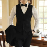 AIDASE  -  Men's Wedding Solid Color Suit Vest, Groom Groomsman Suit, Black Single-Breasted Slim Fit Waistcoat , Business Casual, M-7XL aidase-shop