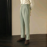 AIDASE  -  Men's Light Luxury Fitting Well Draped Baggy Suit Pants Casual Button-down Solid Color Straight Premium Elegant Dress Pants aidase-shop