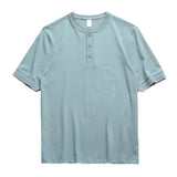 AIDASE  -  Three Needle American Retro Heavy T-shirt Men's Amikaji Pure Cotton Tube Weaving T-shirt Henry Collar Unisex Short Sleeved Shirt aidase-shop