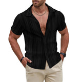 AIDASE  -  Summer New Casual Mens Knitted Shirts Trendy Hollow Out Breathable Knit Cardigan Men Tops Beach Vintage Button Lapel Shirt aidase-shop