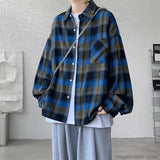 Aidase Long Sleeve Plaid Shirts Men Autumn Casual Loose Harajuku Vintage High Street Daily All-match Gentleman Camisa Plus Size 5XL-M