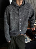 AIDASE  -  New Korean Fashion Button Hoodie Cardigan For Man Y2K Retro Brown Knitted Sweaters High Street Casual Cardigans Knitwear aidase-shop