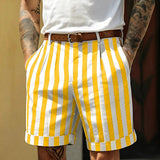 AIDASE  -  Seaside Beach Vintage Striped Shorts Mens Casual Loose Straight Shorts Spring Summer Daily Leisure Breathable Men Bottoms aidase-shop