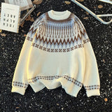 AIDASE  -  New Casual Mens Knitting Sweater Autumn Winter Daily Leisure Mens Knitted Jumper Tops Men Vintage Geometric Jacquard Sweaters aidase-shop