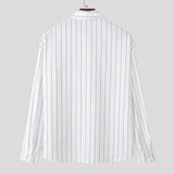 AIDASE  -  Men Striped Shirt Lapel Long Sleeve Button Loose Casual Men Clothing Streetwear Korean Style Fashion Shirts Tops S-5XL aidase-shop