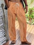 AIDASE  -  Trendy Loose Ripped Straight Pants Mens New Casual Solid Color Drawstring Baggy Trousers For Men Summer Fashion Loose Pants aidase-shop