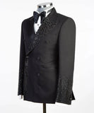 Aidase Luxury Men's Suits Tailored 2 Pieces Blazer Pants Beads Double Breasted Peaked Lapel Pockets Party Custom Made Plus Size aidase-shop
