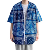 AIDASE  -  Loose Men's Short Sleeve Shirt Couples Walnut Flower Print Summer Casual Chinese Style Five-Quarter Sleeve Shirt Jacket aidase-shop