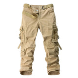 AIDASE  -  Men's Cargo Pants Solid Loose Multi-Pocket Cotton Casual Work Trousers Windproof Safari Style Full Length Pants Without Belt aidase-shop