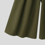 AIDASE  -  Men Wide Leg Pants Solid Color Elastic Waist Joggers Trousers Men Pleated Streetwear Baggy Fashion Casual Pants aidase-shop