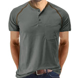 AIDASE  -  Summer High Quality Cotton Henley T-shirts Mens Casual Short Sleeve Tee Shirts Pullover Tops Henry Fashion Streetwear aidase-shop