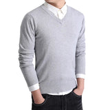 AIDASE  -  Slim Fit V-Neck Pullover Sweater Casual Business Men's Shirt Inner Wear Autumn Collection Fashionable Youth Solid Color Base Lay aidase-shop