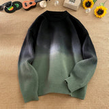AIDASE  -  New Fashion Male Sweater Round Neck Knitted Gradient Contrast Color Design Long Sleeve Casual Pullovers Menswear 21E7029