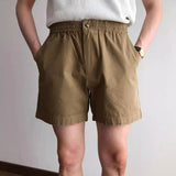 AIDASE  -  Fashion Solid Color Elastic Waist Straight Shorts Men Summer Leisure Breathable Short Pant New Casual Mens Slim Shorts Outdoor
