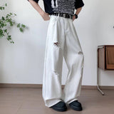 AIDASE  -  Fashion Wide-Leg Men Jeans Popular Ripped Pants Summer Personality Versatile Clothing 2025 New Trend Menswear aidase-shop