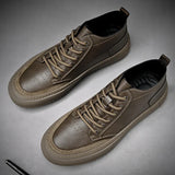 51.74Aidase New Mens Casual Shoes Leather Sneakers Comfort Flat Shoes Male High Quality British Style Comfortable Outdoor Walking Sneakers aidase-shop