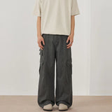 AIDASE  -  Vintage New Fashion Men's Loose Casual Simple Basic Trendy Daily Wide Leg Straight Multi Pocket Trousers Male Pants Clothes aidase-shop