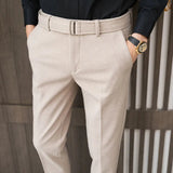 AIDASE  -  Men's Milled Pants, Autumn and Winter Thickened Solid Color Business Casual with Belt Pants aidase-shop