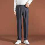 AIDASE  -  Navy Blue British Trendy and Fashionable Drooping Trousers for Men's Tapered Casual Straight Business Suit Pants aidase-shop