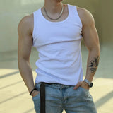 Aidase Mens Sexy Shaping Sports Fitness Casual Cotton Vest 2024 New Genderless American Street Elastic Slim Solid Color Tank Top Unisex aidase-shop