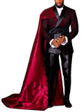 AIDASE  -  4 Pieces Men's Formal Suits Slim Blazer Jacket Pant with Satin Cape Royal Blue Tuxedo Set for Party,Prom,Banquet aidase-shop