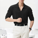 AIDASE  -  Men Shirts Solid Color Lapel Long Sleeve Velour Casual Men Clothing Streetwear Loose Fashion Leisure Male Shirts aidase-shop