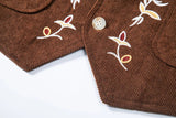 AIDASE  -  Retro Pattern Embroidery Corduroy Vest Coat Men Spring Fashionable Button-up V Neck Waistcoats Mens Casual Sleeveless Cardigans aidase-shop