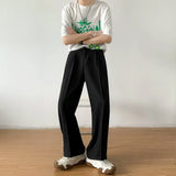 Casual Pants Men Simple Japanese Solid Loose Formal Baggy Streetwear Leisure All-match Office Clothing Fashion Trousers Classic aidase-shop