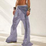 AIDASE  -  Men Pants Mesh Patchwork See Through Pleated Casual Trousers Men Sexy Loose Streetwear Fashion Unisex Long Pants S-3XL aidase-shop