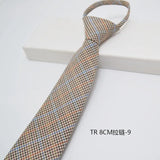 AIDASE  -  British Style Fashion TR Fabric Plaid Neck Ties For Men Formal Brown Khaki Wool Clip Tie Luxury Soft Free Knot Lazy-tie Cravat aidase-shop