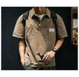 Aidase Korea American Casual Men's T-shirt Summer Tooling Style Short Sleeve New Pocket Shirt Collar Men's Clothing Loose Plus Size Top aidase-shop