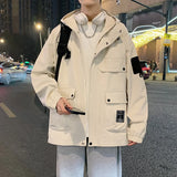 Aidase Fashion Men's Spring Autumn Functional Jacket WaterProof Hooded Outdoor Solid Color Aviator Outerwear Casual Punk Men's Clothing