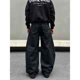 AIDASE  -  Loose Straight Leg Black Knife Edge Men's Jeans American Retro Casual Wide Leg Floor-Length Trousers Spring Summer Fashion aidase-shop