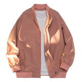 AIDASE  -  Men Bomber Jacket Casual Solid Stand Collar Full-Zip Pilot Coat Loose Male Outwear aidase-shop