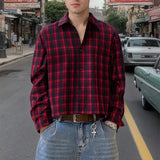 AIDASE  -  Men Plaid Shirt Lapel Long Sleeve Button Loose Men Clothing Autumn 2025 Fashion Casual Male Shirts Camisas Streetwear