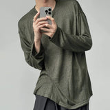 AIDASE  -  Autumn New Men's Solid Color Long-Sleeved T-Shirt American Retro Fashion Trend Casual Simple Loose Breathable Niche Men's Tops aidase-shop