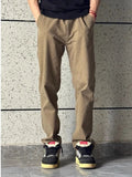 AIDASE  -  Pure Cotton Casual American Retro Faded Cleanfit Slim Fit Khaki een Work Pants Long Trousers Men Straight Cut Regular aidase-shop