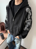 AIDASE  -  Spring New Casual Mens Hooded Sweatshirts Long Sleeve Zip-up Letter Printed Rivet Hoodies For Men Fashionable Loose Hoodie aidase-shop