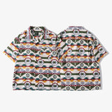 AIDASE  -  Cuban Collar Printed Short Sleeved Min's Shirt 2025 Korea Fashion Contrast Color Single Breast Male Tops Loose 21E5330 aidase-shop
