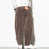 Aidase Chinese Mens Corduroy Pants Loose Wide Leg Pants Casual Winter Striped Velvet Harem Pants Straight Elastic Waist Trousers 5xl aidase-shop